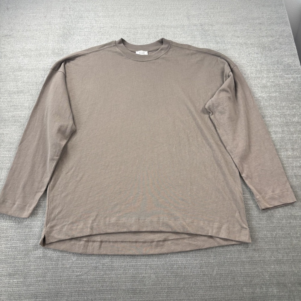 AYR Early Morning Tee Womens XL Taupe Long Sleeve Relax Fit Heavy Weight